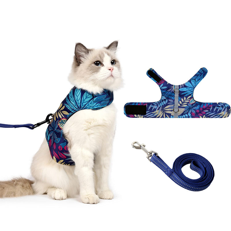 Cat Harness and Leash for Walking Escape Proof Air Mesh Fabric Holster Outdoor Walking Vest with Reflective Strips for Cute Cats and Small Dogs (Blue, S) Blue - PawsPlanet Australia
