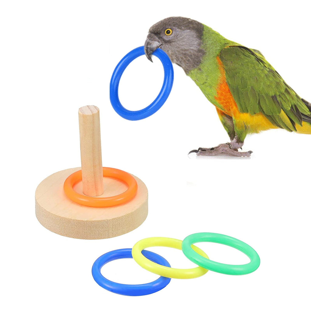 Yunmoxiao Bird Training Toy,Wooden Bird Block Puzzle Toy Parrot Training Basketball Colorful Stacking Rings Toy Birds S for Parrots - PawsPlanet Australia