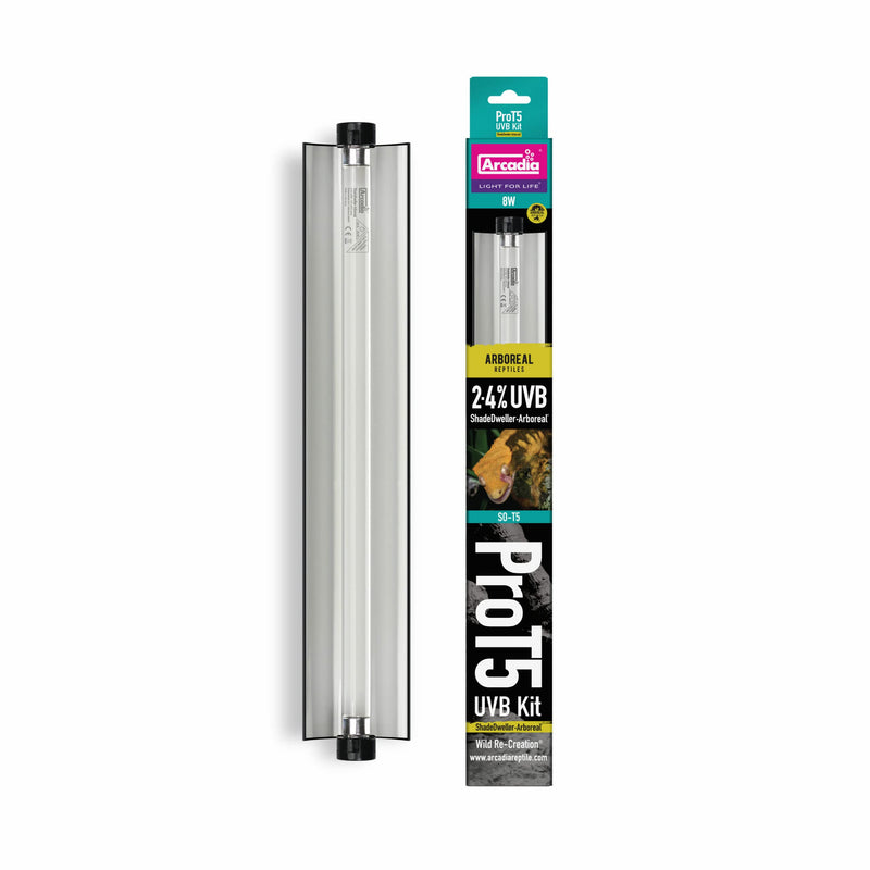Arcadia Reptile - ShadeDweller Pro T5 UVB Kit - Includes 7% T5 UVB ShadeDweller Lamp - Built In Reflector - Easy To Use - Includes Fitting Kit & Link Cable - Suitable For Shade Dwelling Species Arboreal - PawsPlanet Australia