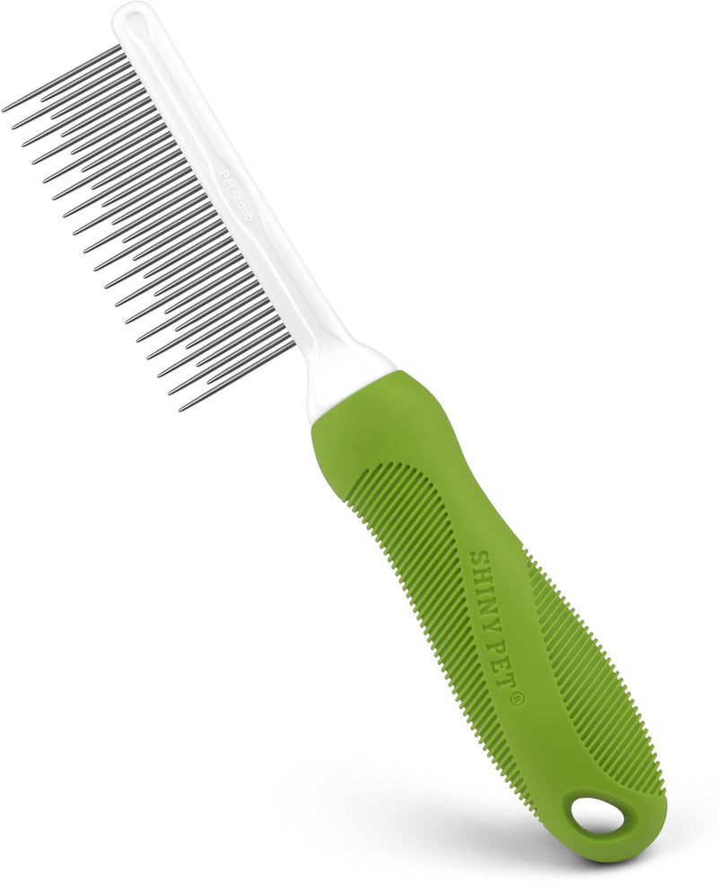Detangling Pet Comb for Dogs & Cats - Detangler Grooming Tool with Long & Short Stainless Steel Metal Teeth for Dematting Matted Fur, Combing Out Knots, Removing Tangles from Undercoat - Ebook Guide TOOL7 - PawsPlanet Australia
