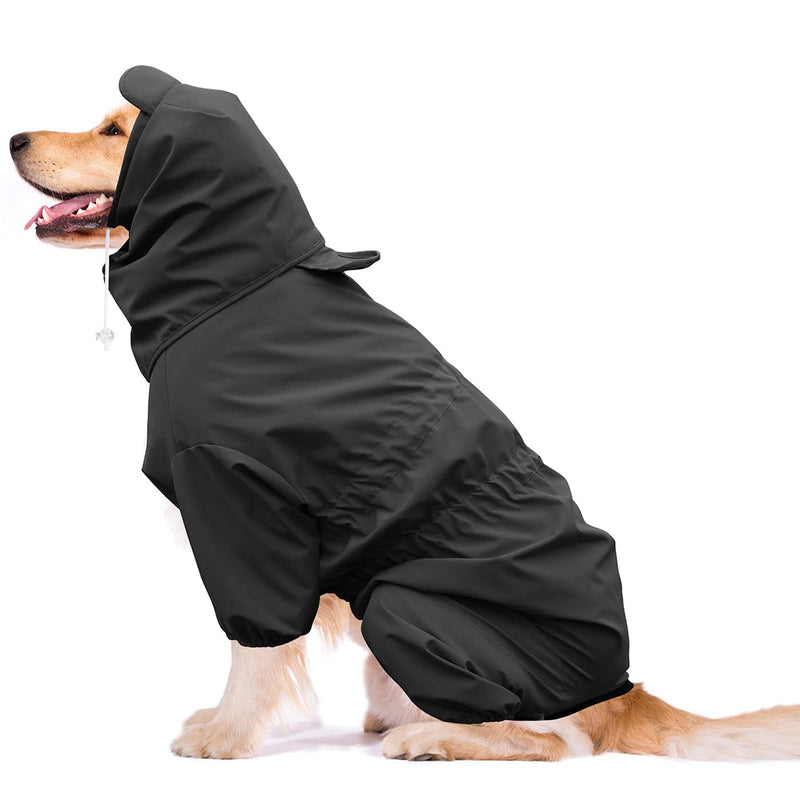 Idepet Dog Raincoat Waterproof Dog Rain Jacket Adjustable Dog Rain Poncho With Harness Hole Windproof Dog Coat Safety Rain Gear for Large Medium Small Puppy Dog Outdoor Walking Hiking (S, Black) S - PawsPlanet Australia