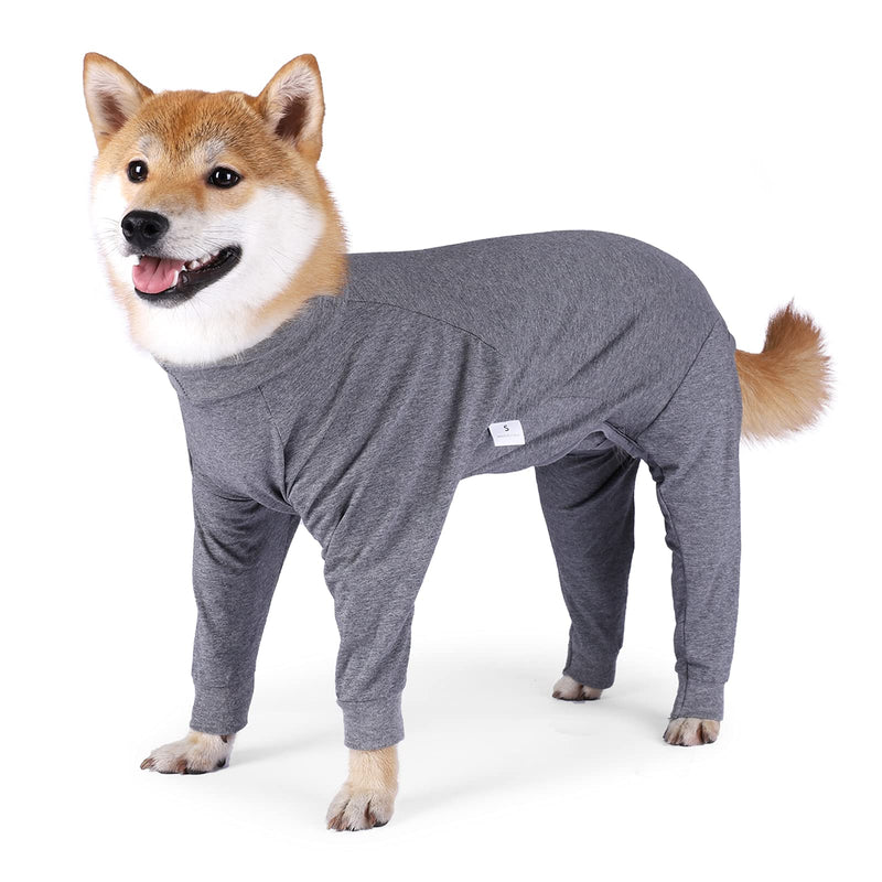LIANZIMAU Dog Recovery Suit Onesie With Legs Long Sleeves Breathable Protect Wound Cone Alternative Surgical Vest After Surgery Pyjamas For Female Male Dogs X-Small (Pack of 1) Grey - PawsPlanet Australia