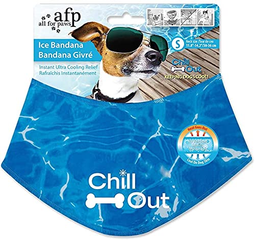 ALL FOR PAWS Chill Out Dog Ice Bandana, Instant Cooling Pet Bandana, Breathable Scarf Dog Cat Ice Collar for Summer, Blue (Small) Small - PawsPlanet Australia