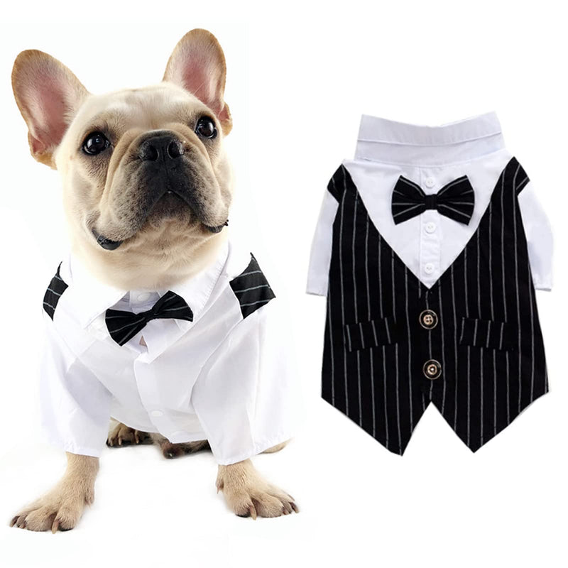 HACRAHO Dog Wedding Bow Tie Suit, 1 Piece Black Formal Dog Weeding Shirt Dog Wedding Bow Tie Shirt for Small Dogs Cats Pets, Chest Girth 19.69" - PawsPlanet Australia