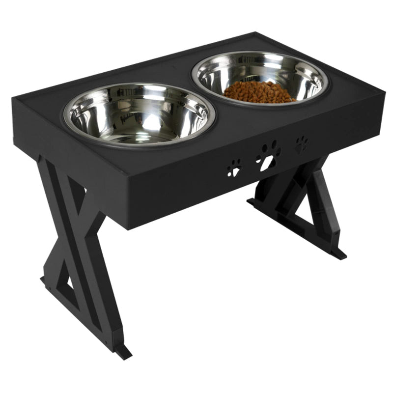Wisedog Raised Dog Bowls for Large Dogs Elevated Dog Bowl - Adjusts To 3 Heights,2.8, 7.5", & 11.6'' Stand (Black Stand) Black Stand - PawsPlanet Australia