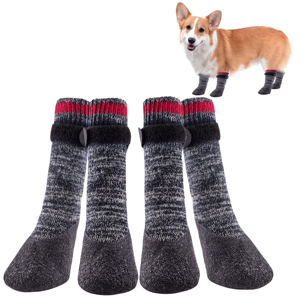 QUACOWW 2 Pairs Dog Socks Anti-Slip Waterproof Rubber Bottom Dog Shoes Rubber Sole Paw Protectors Boots with Adjustable Straps for Indoor Outdoor Wear - PawsPlanet Australia