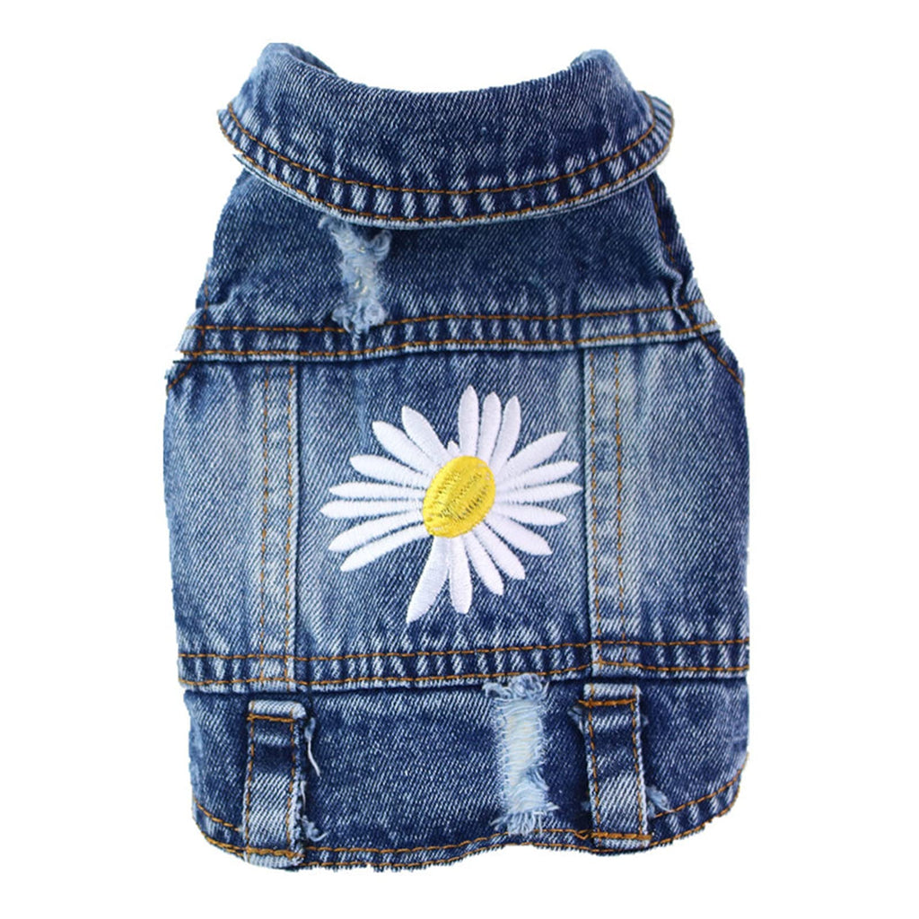 TENGZHI Dog Jean Jacket Puppy Denim T-Shirt Machine Washable Dog Clothes for Small Medium Dogs Pets and Cats (Blue A, X-Small-Chest 25cm/9.8,Length 19cm/7.4") Blue A X-Small-Chest 25cm/9.8,Length 19cm/7.4" - PawsPlanet Australia