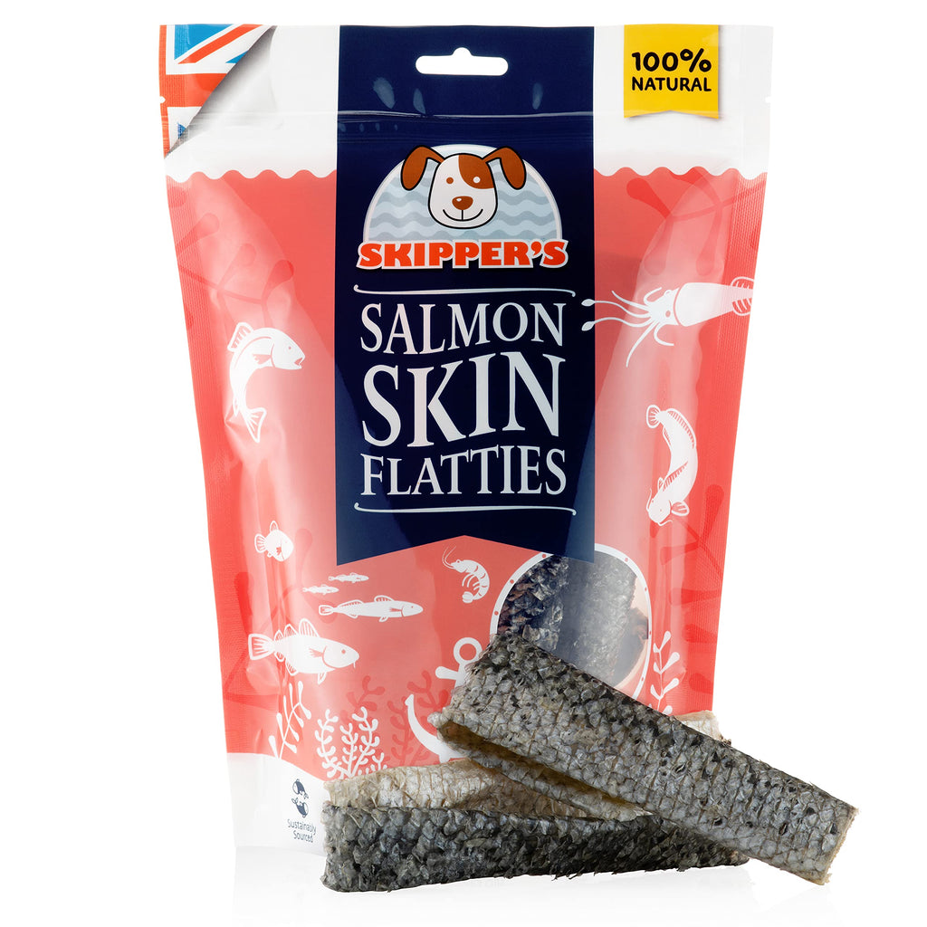 Skipper's Salmon Skin Flatties Dog Treats 100g, Remove Plaque, Healthy Source of Omega Oils, Naturally Low in Fat - PawsPlanet Australia
