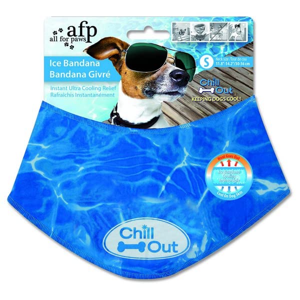 ALL FOR PAWS Cooling Neck Wraps for Dogs,Ice Dog Bandanas,Dog Cooling Dog Bandana,Chill Out Blue Dog Collar Dog Collar Cat Collar,Neck Cooler,Neck Cooling (S) S(Neck Girth 30-36cm) - PawsPlanet Australia