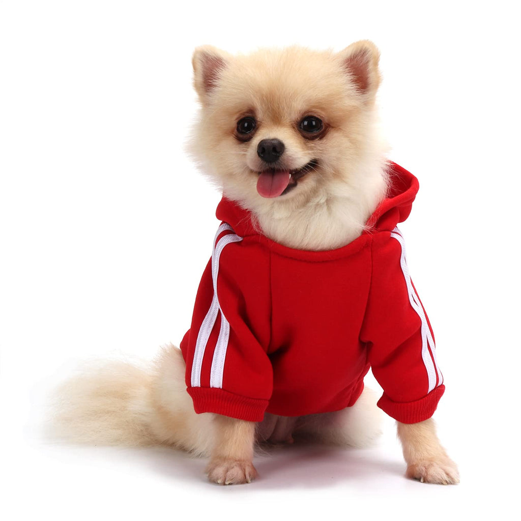 QiCheng&LYS Dog Hoodie Clothes,Pet Puppy Cat Cute Cotton Warm Hoodies Coat Sweater (Red, X-Small) Red XS (Pack of 1) - PawsPlanet Australia