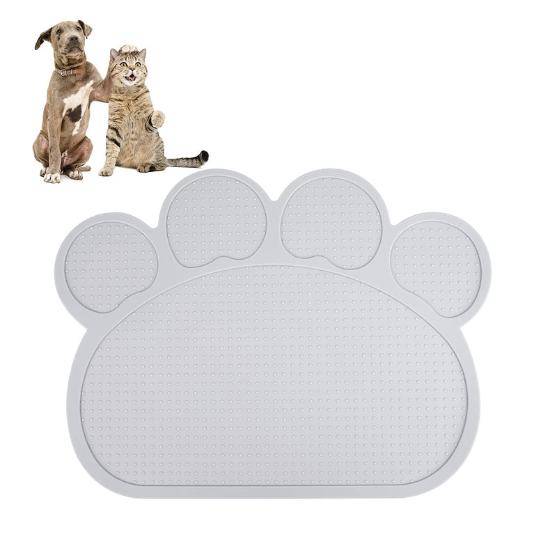 Heveer Pet Food Mat Cat Dog Feeding Mat Silicone Bowl Mat Non Slip Waterproof Placemat for Dogs Cats Food Water Bowls Grey - PawsPlanet Australia