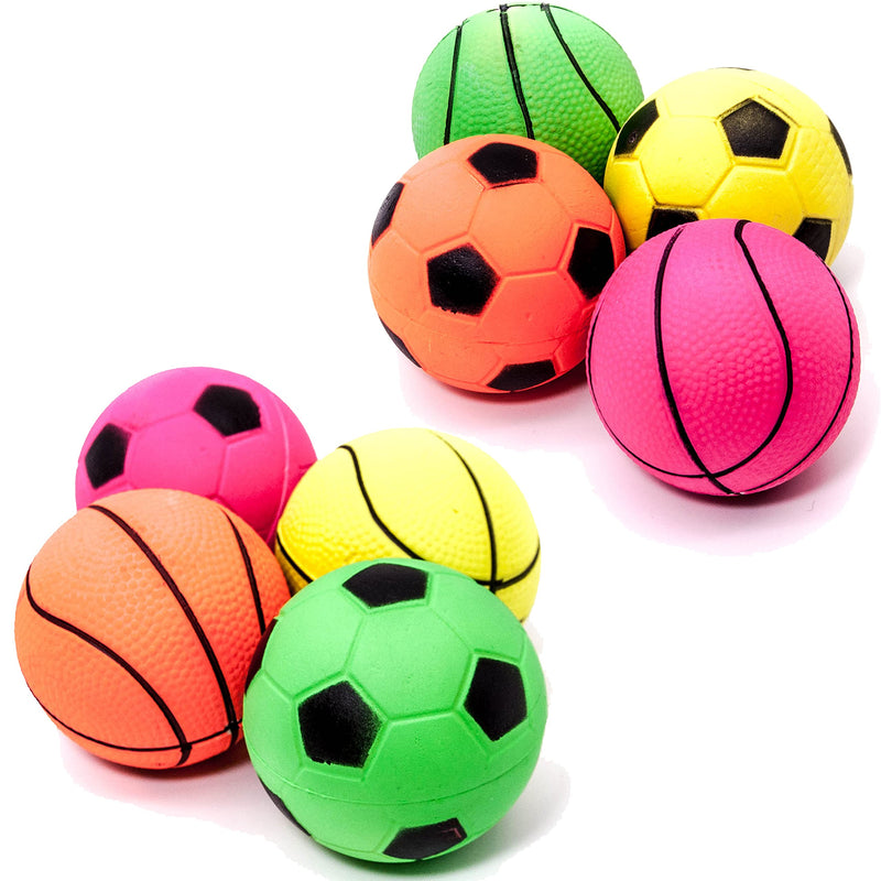 4 X 6cm Dog Balls Bright Dog Rubber Balls Sponge HIGH BOUNCE Floating Dog Toys for Boredom Sports Tennis Basketball Baseball Football Rolling Balls for dogs (Bright, 4 Balls) - PawsPlanet Australia