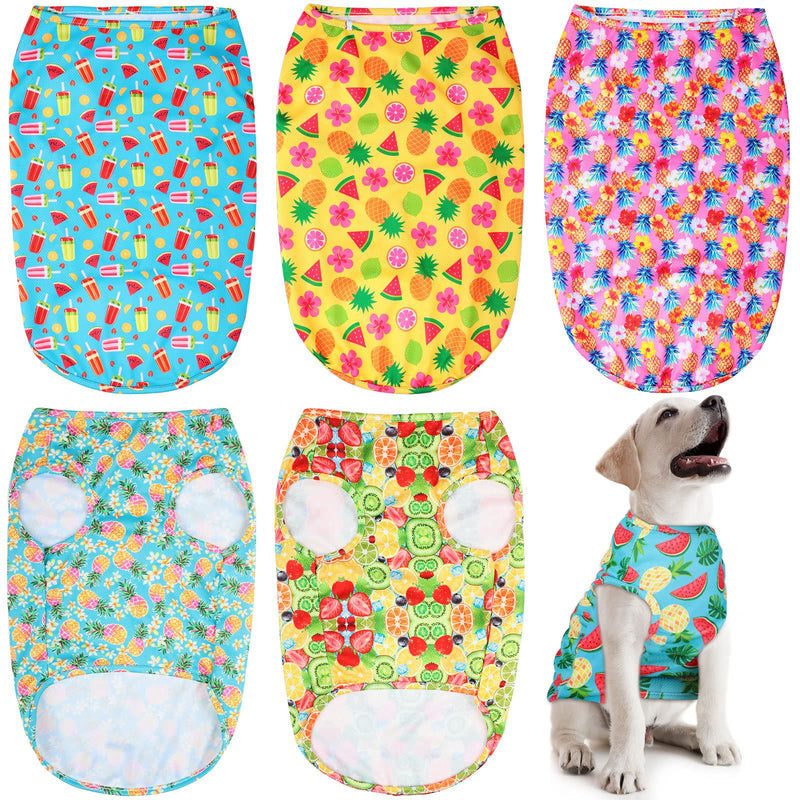 6 Pieces Summer Dogs Shirts Puppy Shirt Soft Breathable Pet T-Shirt Dog Tank Top Sleeveless Tropical Pineapple Watermelon Printed Dog Clothes Soft Sweatshirt for Dogs and Cats - PawsPlanet Australia