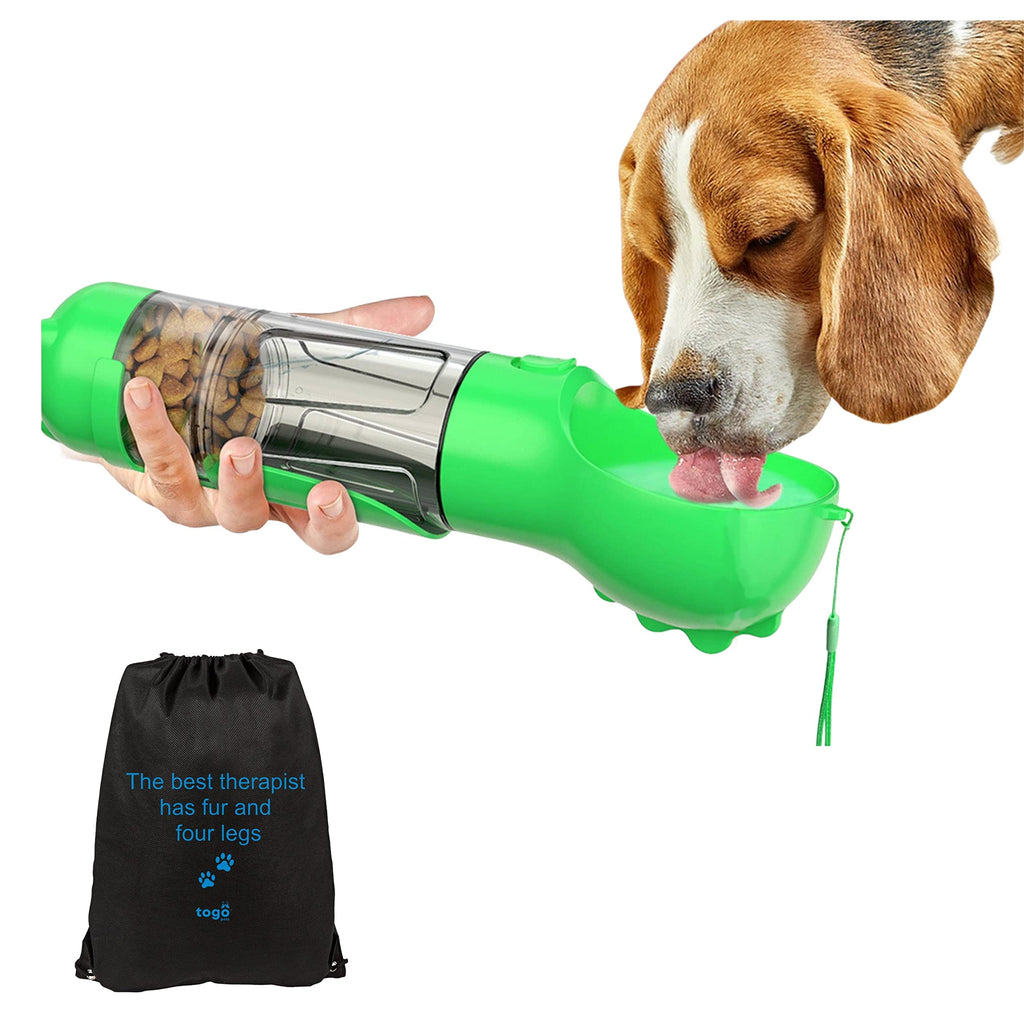 Dog Water Bottles for Walking (Green, 300ml) Portable Dog Water Bottle, Dog Water Bottles, Water Bottles for Dogs, with dog water bowl and poo bag dispenser + dog walking bag. GREEN - PawsPlanet Australia