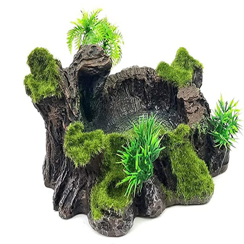 Reptile Decoration Resin Reptile Platform Artificial Tree Trunk Design Reptile Water Bowl Food Bowl for Lizards, Geckos, Water Frogs and Other Reptiles，Aquarium jewelry - PawsPlanet Australia