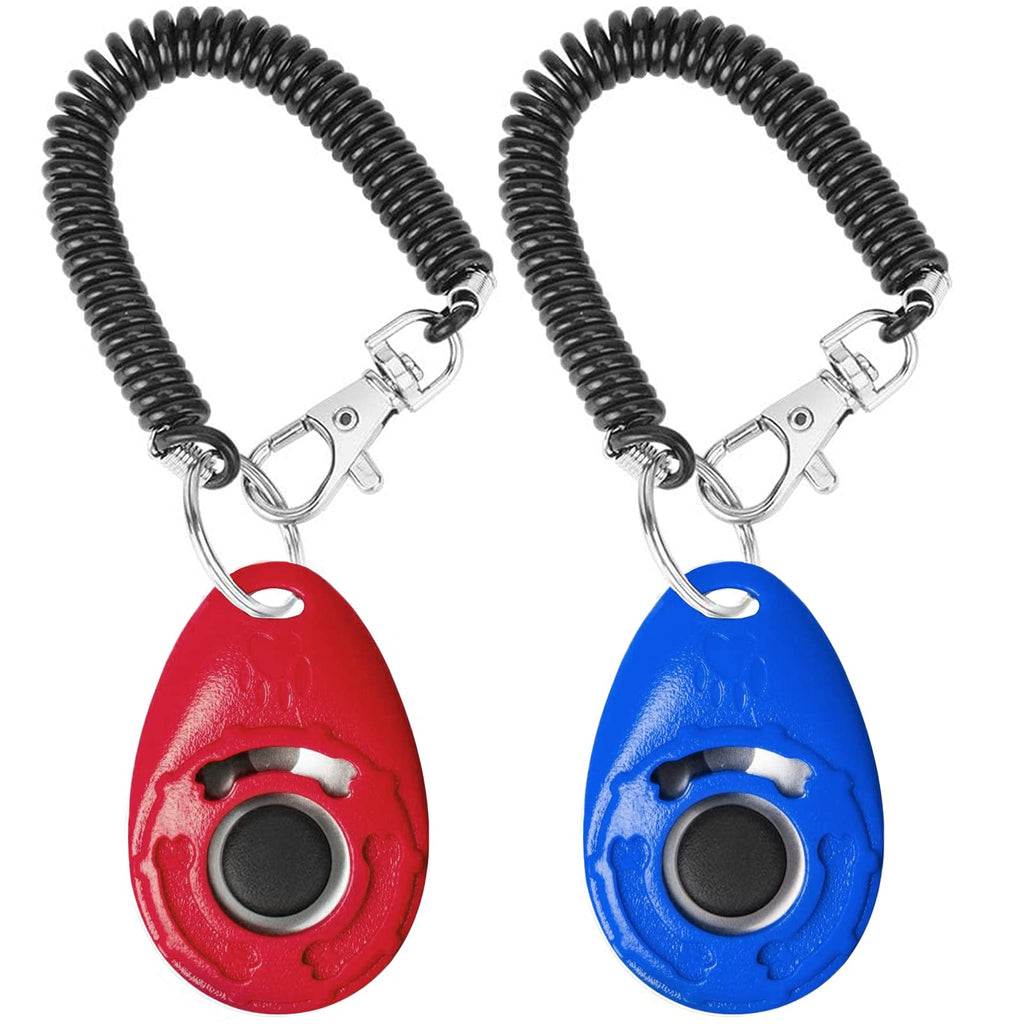 Acehome 2 Pack Dog Training Clicker with Wrist Strap, Pet Training Clicker with Big Button Effective Behavioral Training Tool for Cats Birds Puppy Recall (Red & Blue) Red & Blue - PawsPlanet Australia