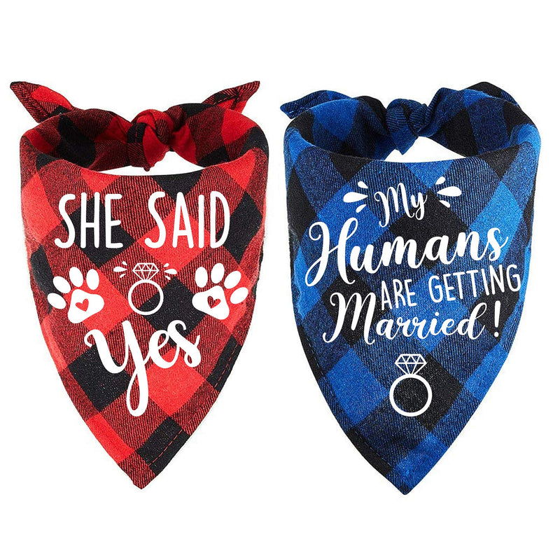 easycozy My Humans are Getting Married Plaid Dog Bandana Scarf, Wedding Dog Bandana, Dog Engagement Announcement, Wedding Photo Prop, Pet Accessories for Dog Lovers, 2 Pack - PawsPlanet Australia