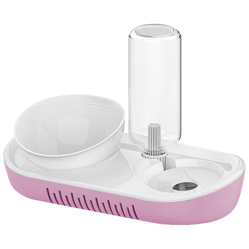 2 in 1 Automatic Cat Water Dispenser and Food Bowl Set Raised Puppy Cat Feeding Bowls Tilted Cat Bowls with Stand Food Bowls for Puppy Kitten Small Size Dogs (Pink) Pink - PawsPlanet Australia