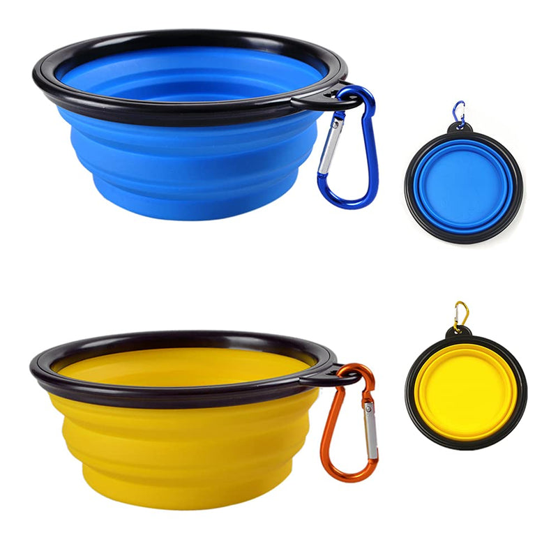 Ceasyde 2 Pack Collapsible Dog Bowls, Portable Travel Dog Food Water Silicone Bowl for Puppy Cat Small & Medium Pet - 380ML - PawsPlanet Australia