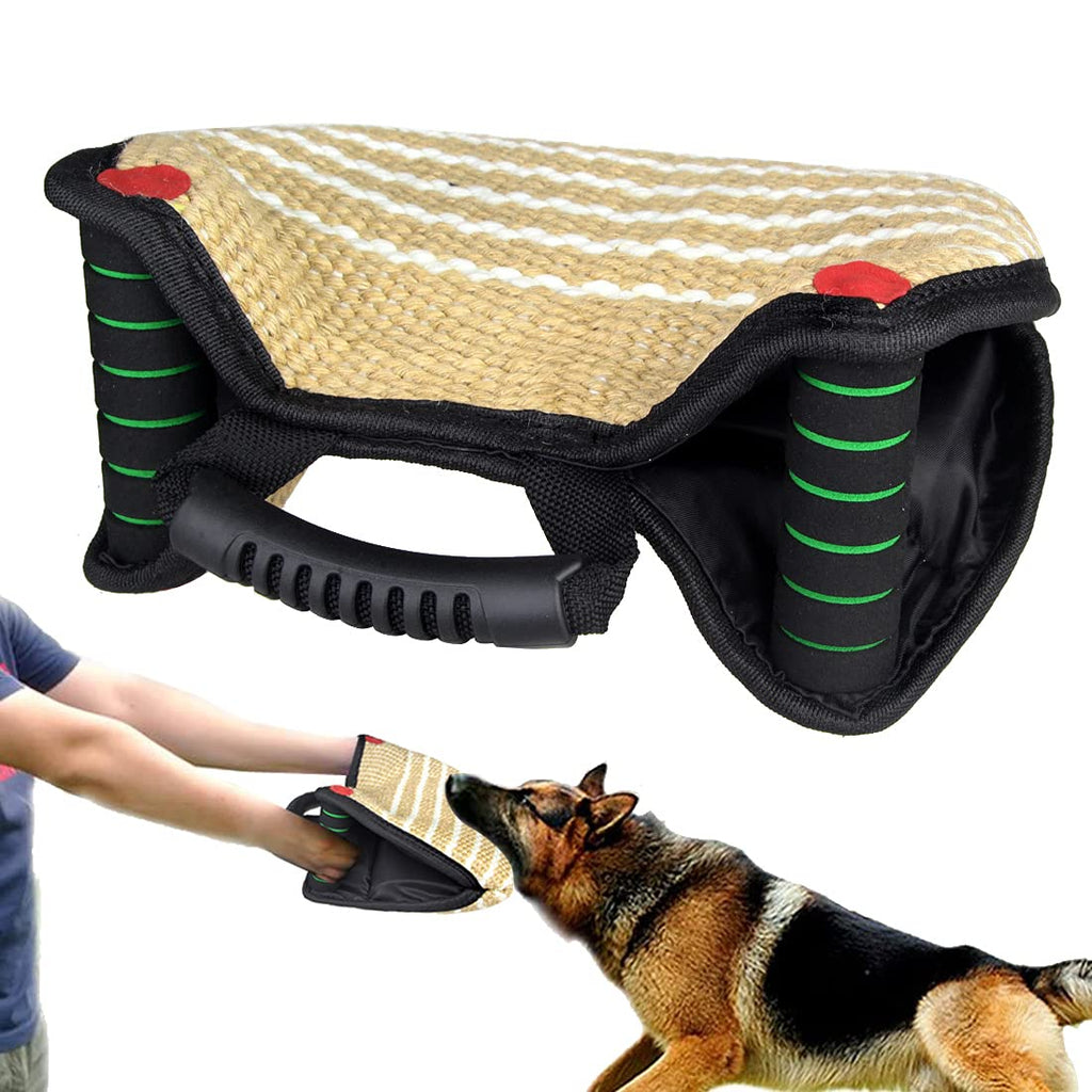 Dog Bite Sleeve Dog Bite Training Guard Protection Cover with 3 Handle Jute Material Training Equipment Tugs Training Playing (Black) Black - PawsPlanet Australia