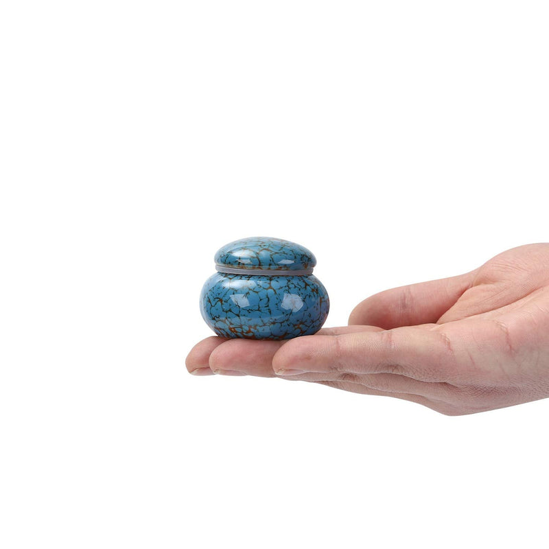 Youdear Memorials Small Urn for Human Ashes - 1.6'' Handicrafted Urn - Beautiful Tiny Keepsake Urns - Mini Urn Made of Ceramic - Hold 1.2 Cubic Inches of Ashes (Blue) Blue - PawsPlanet Australia