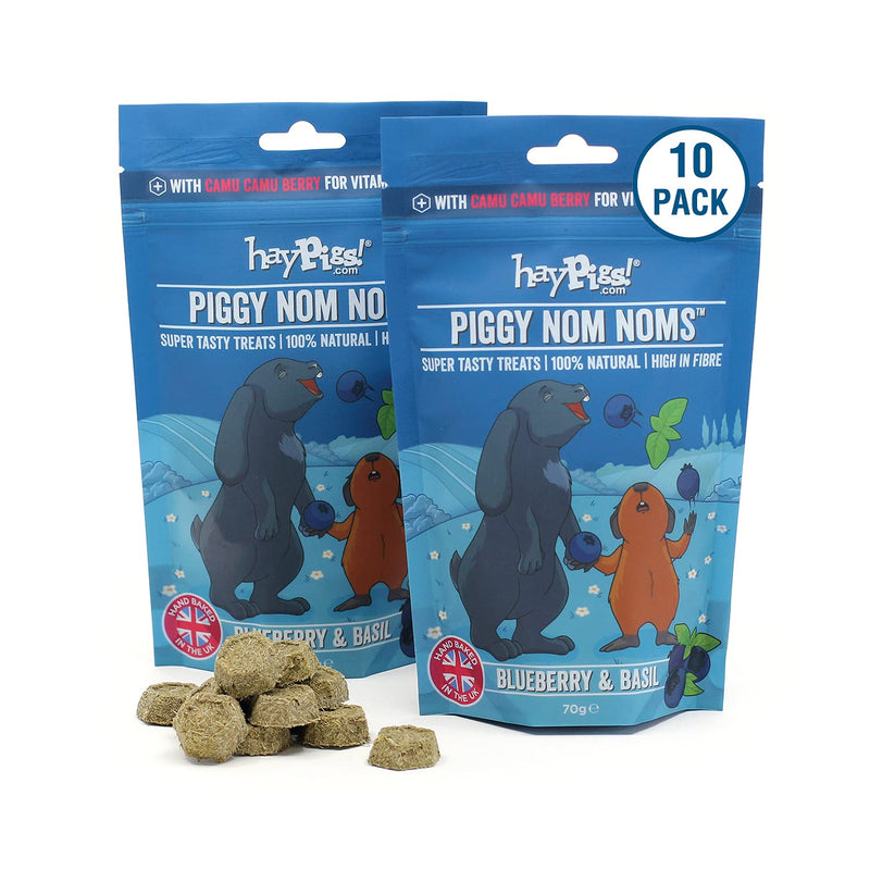 HayPigs Piggy Nom Noms 10 x 70g Blueberry and Basil Natural Guinea Pig Treats with Guinea Pig Vitamin C - Also Perfect for Rabbit Treats 10 x Blueberry & Basil - PawsPlanet Australia