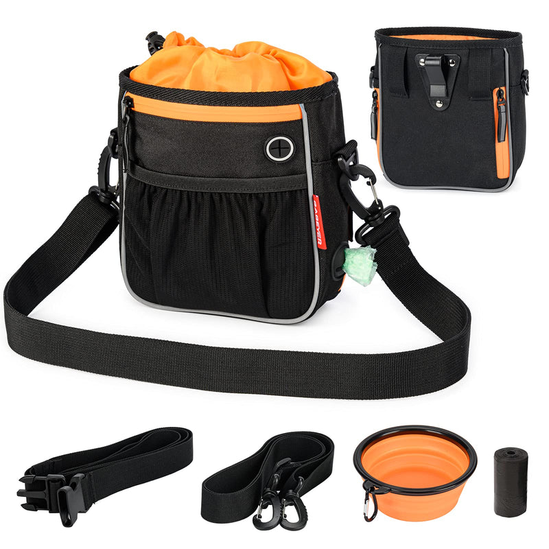 BABEYER Dog Treat Pouch Bag, Dog Walking Bags Carry Kibble Snacks Toys for Dog Training Reward, Black - PawsPlanet Australia