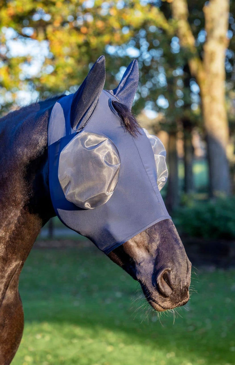 LeMieux Horse Bug Relief Lycra Full Mask in Navy - 4 Way Stretch Lycra - Breathable Mesh - Medium - PawsPlanet Australia