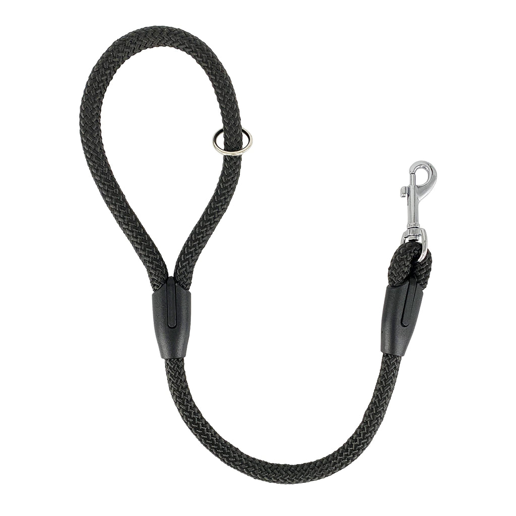 Short Dog Lead No Pull, 60 cm Length, Dog Training Leash for Small Medium and Large Dogs. Round Nylon of 12 mm, Hand Made in Spain. BLACK. - PawsPlanet Australia