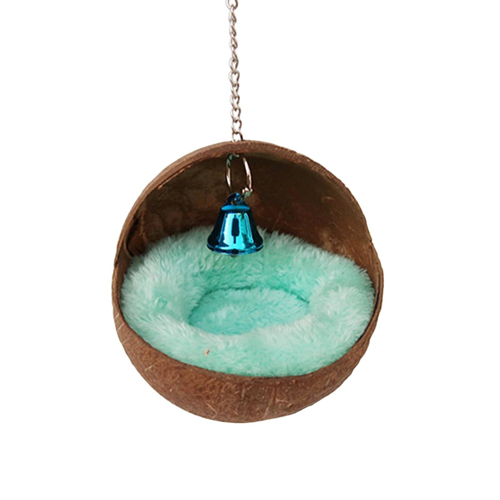 Coconut Shell Bird Nest House Bed Coconut Shell Hut Cage Bed Bird Nest Coconut Shell Breeding Nesting Warm Sleeping Bed Mice Cage Feeder Toy For Parrot Random Color 4.72inch cushion color: random - PawsPlanet Australia