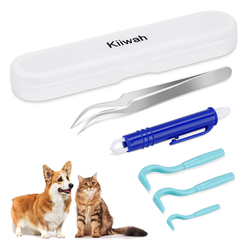 Kiiwah 5pcs Tick Remover for Humans Dogs, Tick Removal Tool Set with Storage Box, 2 Tick Tweezer and 3 Tick Hook for Men Pets Tick Removing - PawsPlanet Australia