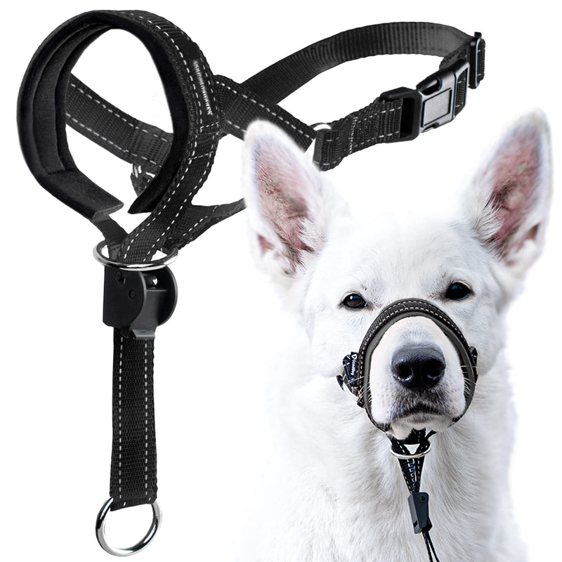 GoodBoy Dog Head Halter with Safety Strap - Stops Heavy Pulling On The Leash - Padded Headcollar for Small Medium and Large Dog Sizes - Head Collar Training Guide Included (Size 1, Black) Size 1 (Pack of 1) Black Nylon / Black Padding - PawsPlanet Australia