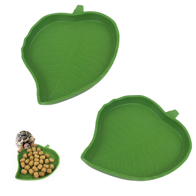 HACRAHO Reptile Food Water Bowl, 2 PCS Leaf Reptile Food Plates Reptile Pet Plate Dish for Tortoise Silkworm Snake Crawl Pet Drinking and Eating - PawsPlanet Australia