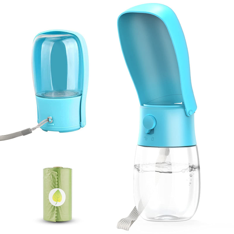 Gezimetie Dog Water Bottle - Foldable Dog Water Dispenser for Walking with Dog Waste Bag, Portable Pet Water Bottle for Travel, BPA Free Water Bottle for Cat, Rabbit,Puppy and Other Animal 280ML Blue - PawsPlanet Australia
