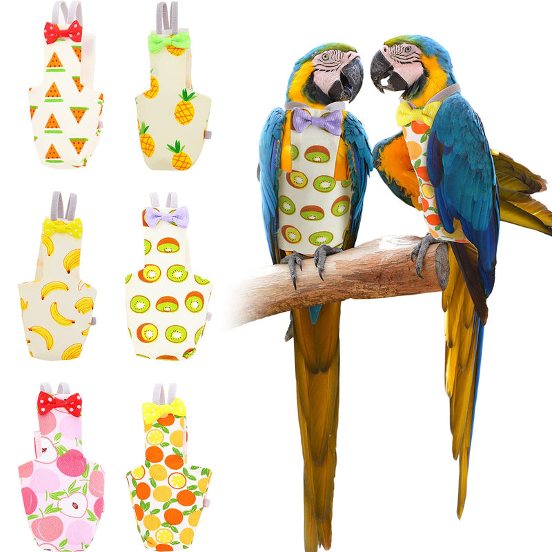 Nuanchu 6 Pieces Bird Diaper Parrot Diapers Bird Flight Suit Diaper Inner Layer Parrot Nappy Clothes for Parakeet Parrot Mini Macaw Budgie Canary, Fruit Style(Medium) Medium - PawsPlanet Australia