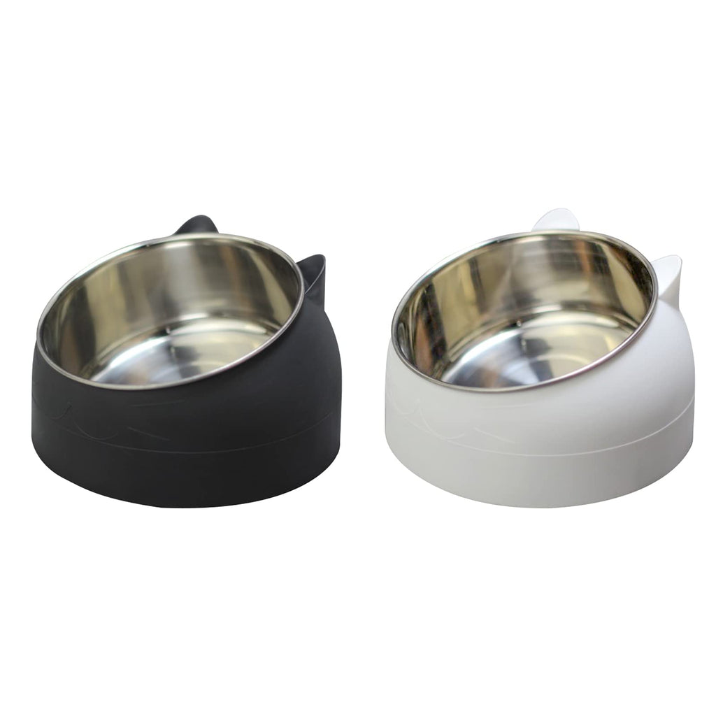 Stainless Steel Pet Cat Bowl, Cat Food Bowl, Cat Feeding Bowl, Cat Water Bowl 2 Pack (black+white) black+white - PawsPlanet Australia