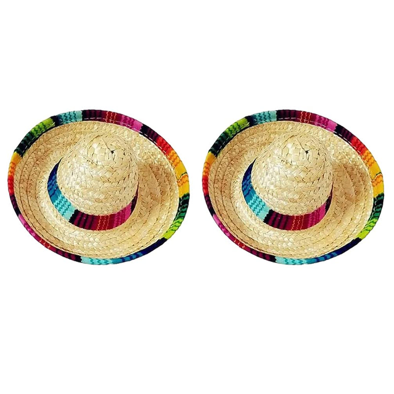 WINOMO 2pcs Mini Straw Hat Summer Dog Cowboy Hats Cat Straw Hats Beach Dressing Hats Hair Hoop Hairband Party Dog Headdress- Small S - PawsPlanet Australia
