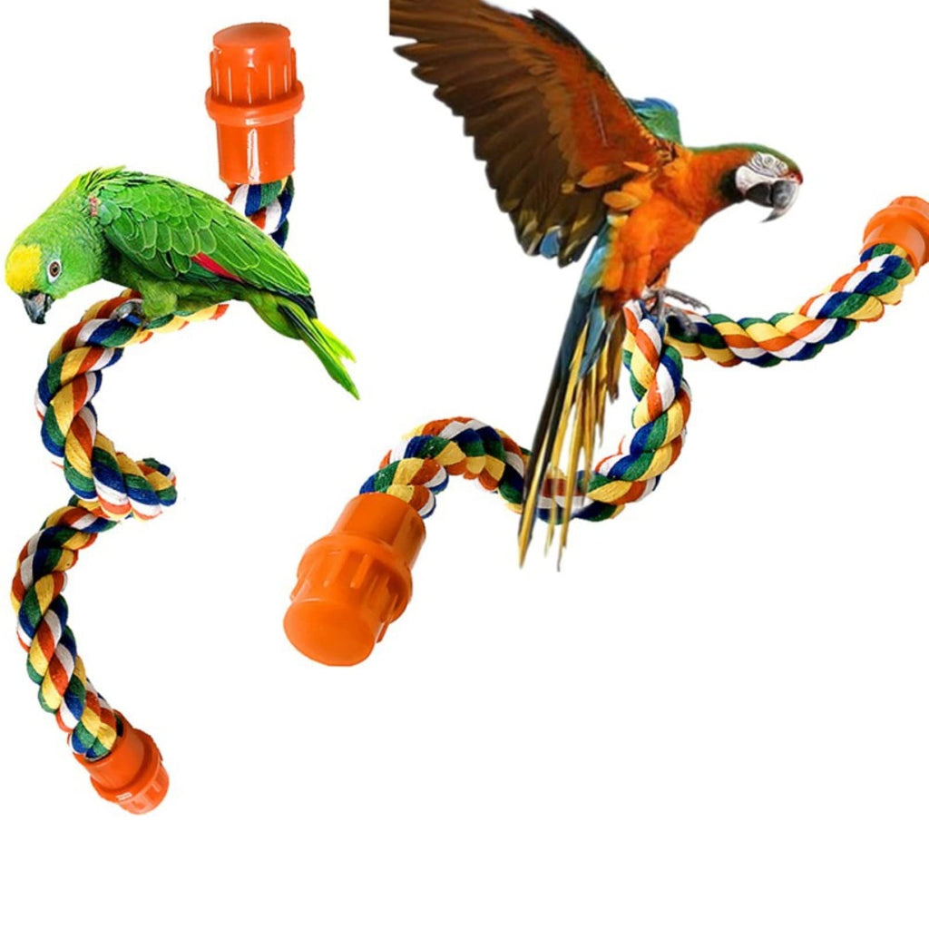 Yunmoxiao Pet Bird Parrot Colorful Cotton Standing Rope Perch Bird Climbing Parrot Stand Toys Bird Perch- Cage Rope for Parrot/Parakeet/Cockatiel Bungee Toys 40CM (16 Inch) - PawsPlanet Australia