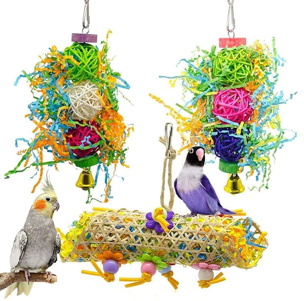 DTnewsun Bird Chewing Toys Foraging Shredder Toy Parrot Cage Shredder Toy Bird Loofah Toys Foraging Hanging Toy for Cockatiel Conure African Grey Parrot (Bird toy) (Bird toy) Bird toy - PawsPlanet Australia