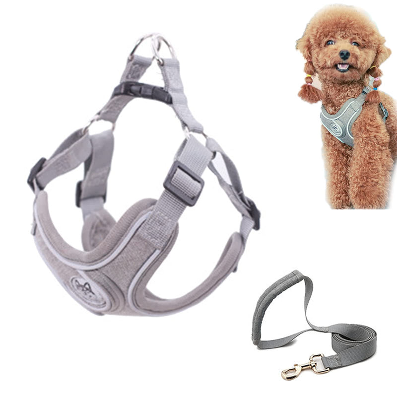 SKXEO Dog Harness Small Dog No Pull Dog Harness and Lead Set Adjustable Breathable Reflective Lightweight Pet Vest Harness Escape Proof Dog Harness Easy Control for Outdoor Walking Training XS (Pack of 1) Knight gray - PawsPlanet Australia