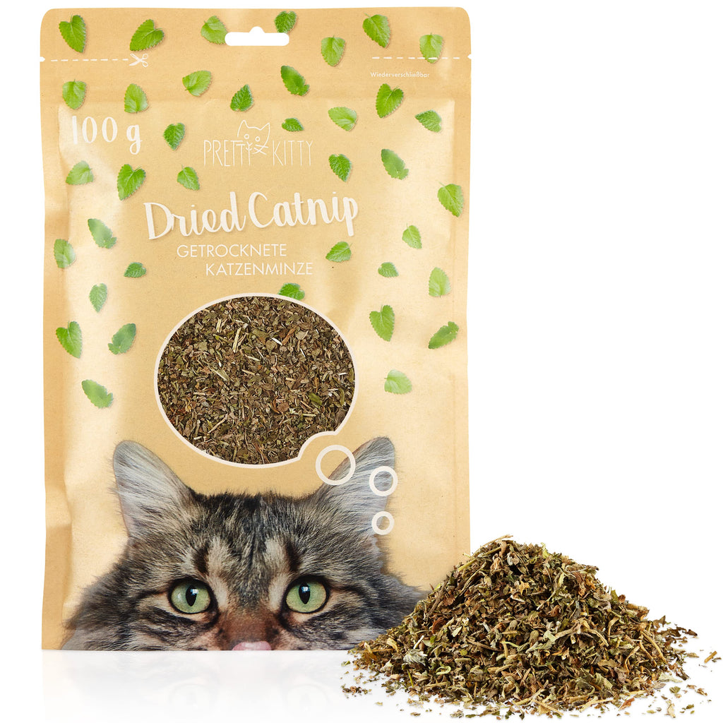PRETTY KITTY Dried Catnip for Cats: 100g Natural Catnip for Cat Toys, Kitten Toys, Cat Scratching Post and more – Dried Catnip Plant – Dried Cat Nip - PawsPlanet Australia
