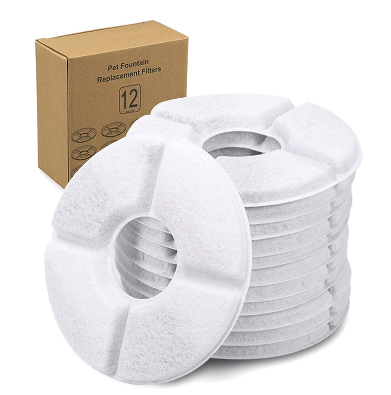 Hantoc 12 Packs Cat Water Fountain Filters, Replacement Pet Water Fountain Filters 1.6L for Flower Fountains Replacement Filters with Resin and Active Carbon for Drinking Fountains Round - PawsPlanet Australia