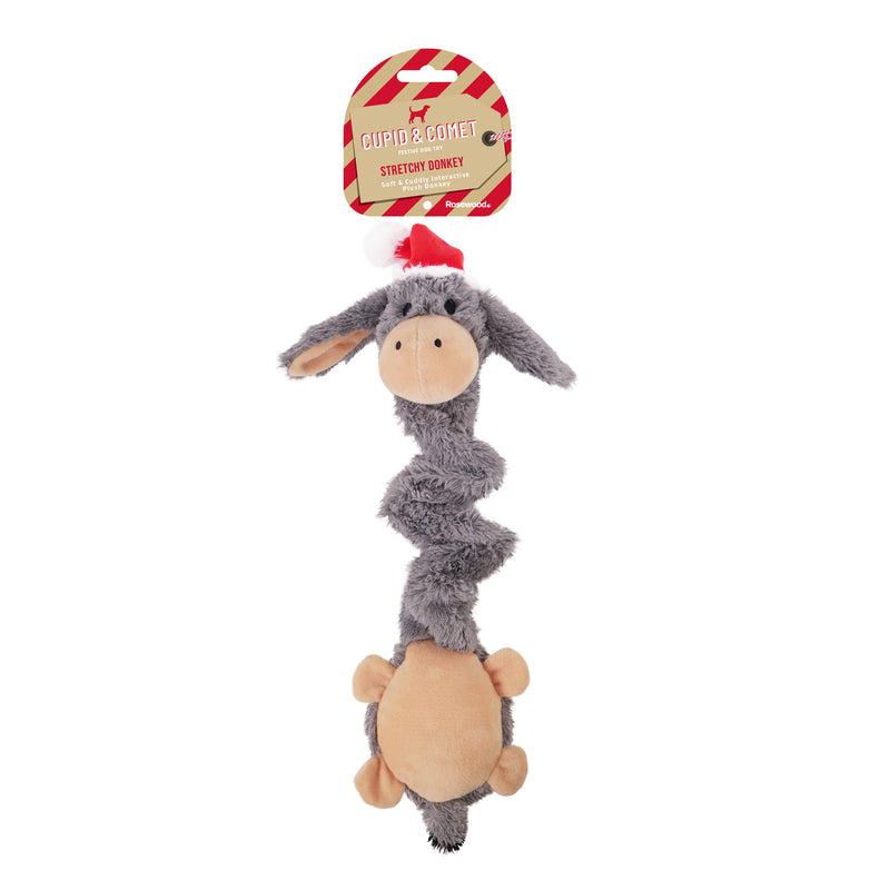 Rosewood Festive Strechy and Squeaky, Interactive Donkey Dog Toy, 44 x 18 x 9cm - PawsPlanet Australia