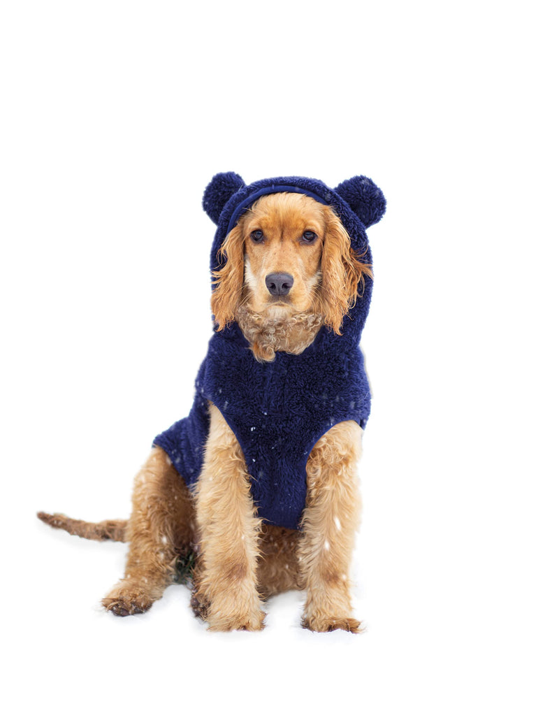 Rosewood Cupid and Comet Super Soft Small Teddy Bear Hoodie, Jumper for Dogs and Cats, Navy Blue, 54cm - PawsPlanet Australia