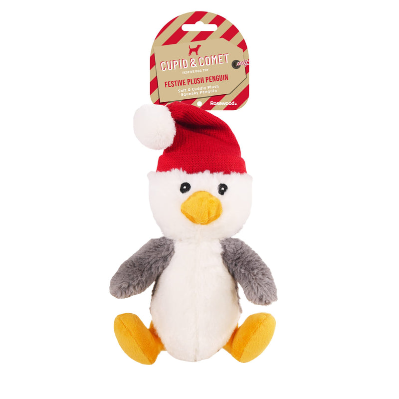 Rosewood Festive Plush Squeaky Penguin Christmas Dog Toy, 35 x 19 x 11cm - PawsPlanet Australia