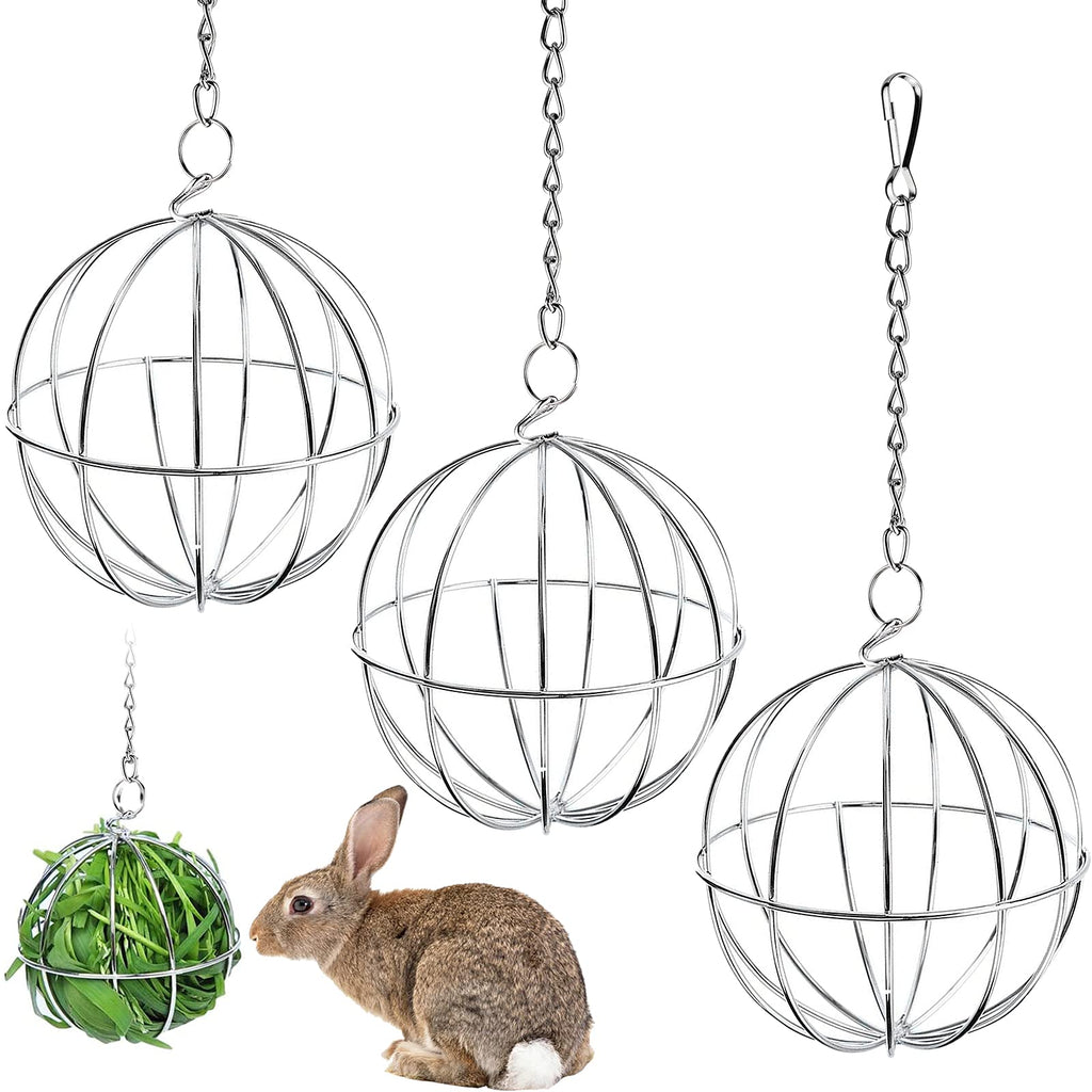 3pcs Hay Feeder Ball Stainless Steel Hay Feeder Rabbit Pet Hay Ball Rabbit Feeder Hanging Treat Toy for Rabbits/Guinea Pig/Chinchilla/Small Animals (8 cm) - PawsPlanet Australia