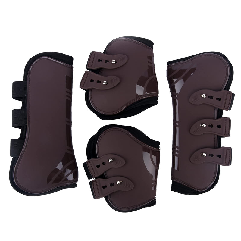 Horse Tendon Boots, Front Jumping Tendon and Hind Fetlock Horses Boots, Adjustable Lightweight Horse Riding Equestrian Equipment for Riding Shock Absorbing Jumping Competition Protection(Brown,size:M) M Brown - PawsPlanet Australia