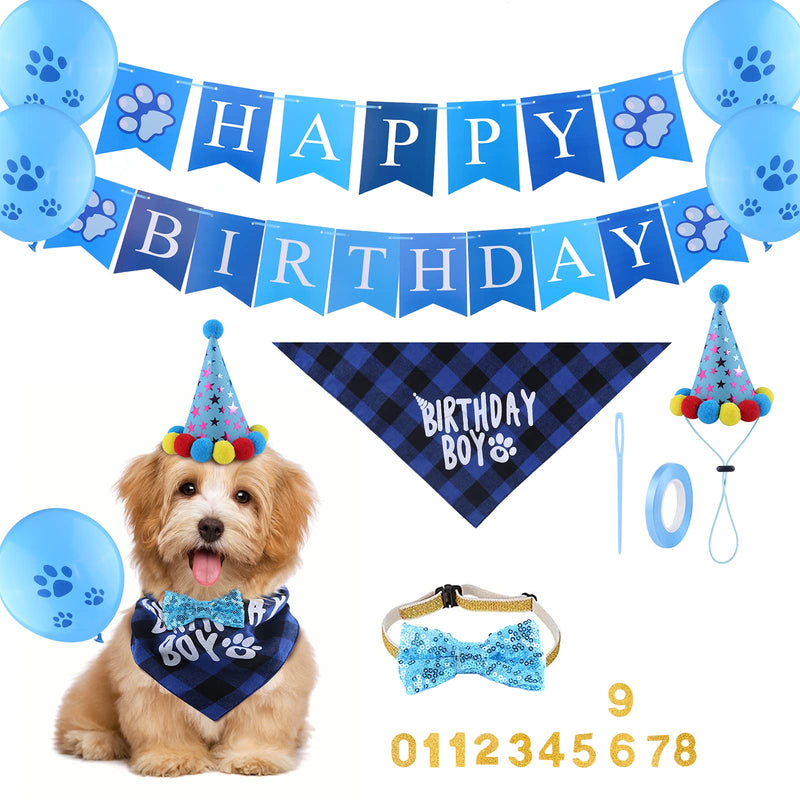 SAVITA Dog Birthday Decorations Accessories Pet Birthday Party Supplies, Bandana, Bow Tie, Banner Cards, Balloon, Birthday Banner for Dog Birthday - PawsPlanet Australia