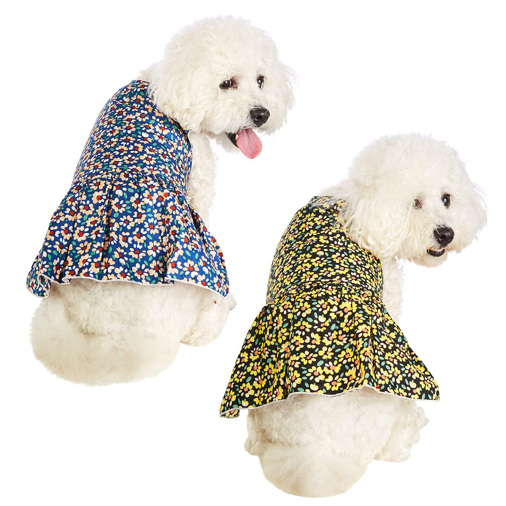 2 Pieces Dog Dress for Girl Small Dogs Fashion Pet Dog Clothes Lovely Puppy Dress Cute Dog Dress for Pet Clothes Birthday Party Colorful Petal Pattern Dog Dress Shirt Vest Sundress Small(22*35*25cm 3-5lbs) Yellow Pink Dress - PawsPlanet Australia