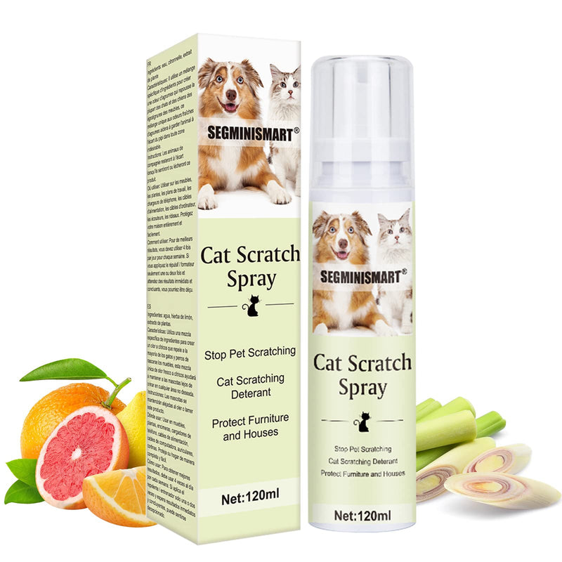 SEGMINISMART Cat Scratch Deterrent Spray,Anti Scratch Cat Spray,Cat Scratching Spray,Suitable for Plants,Furniture,Floors,Protect Your Home 120 ml (Pack of 1) - PawsPlanet Australia